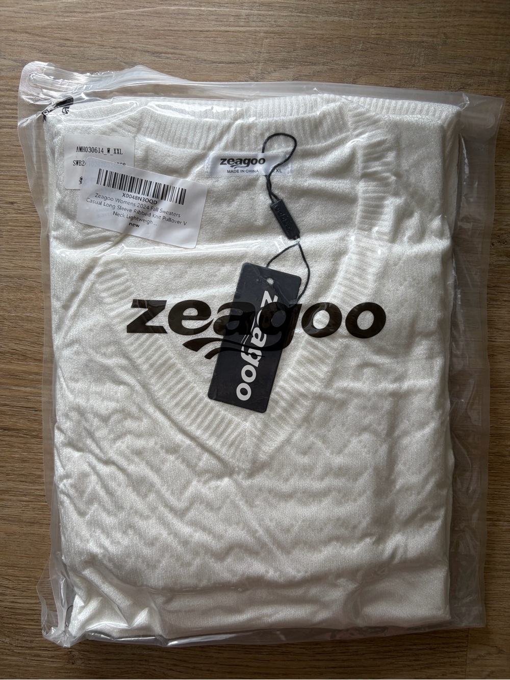 NWT Zeagoo Women's Ribbed Knit V-Neck Sweater XXL